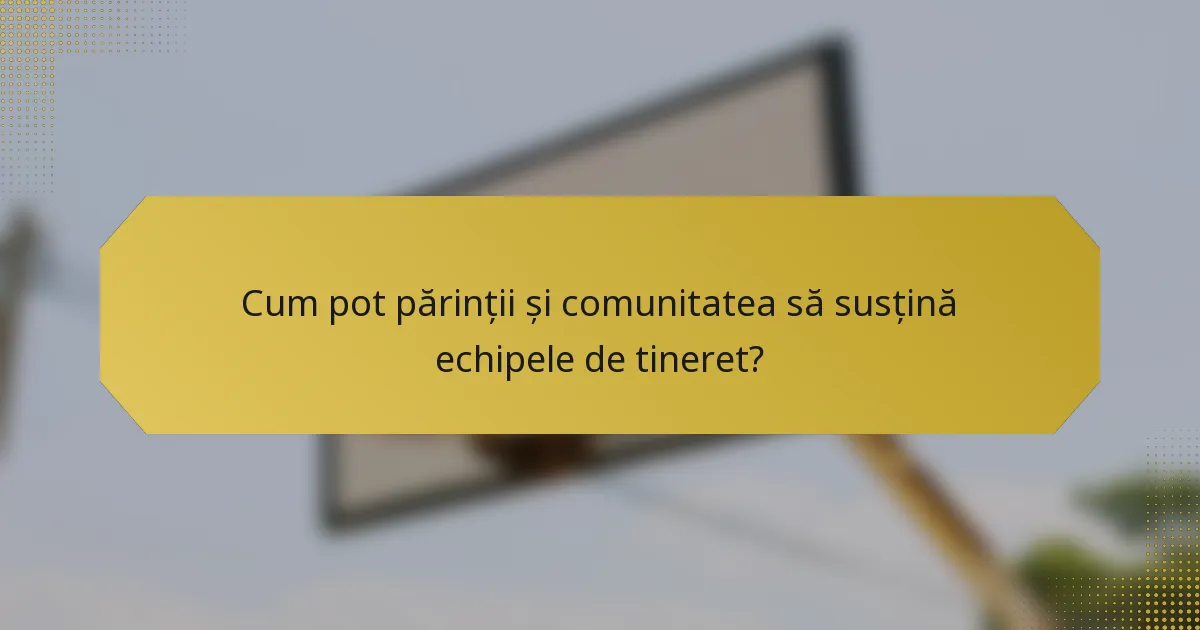 Cum pot părinții și comunitatea să susțină echipele de tineret?